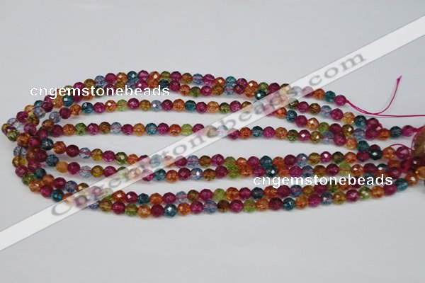 CKQ41 15.5 inches 6mm faceted round dyed crackle quartz beads