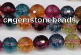 CKQ43 15.5 inches 10mm faceted round dyed crackle quartz beads