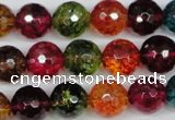 CKQ44 15.5 inches 12mm faceted round dyed crackle quartz beads