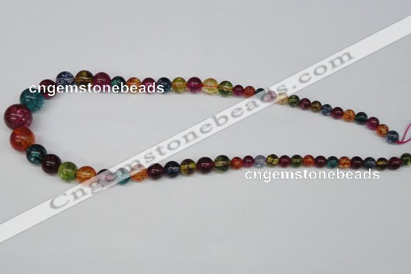 CKQ49 15.5 inches 6mm - 14mm round dyed crackle quartz beads