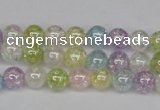 CKQ61 15.5 inches 6mm round AB-color dyed crackle quartz beads