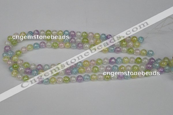 CKQ62 15.5 inches 8mm round AB-color dyed crackle quartz beads