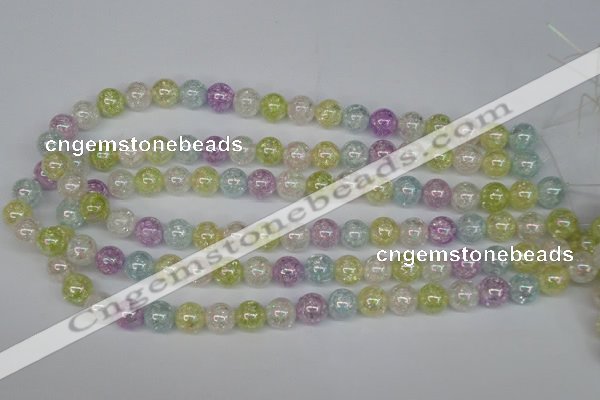 CKQ63 15.5 inches 10mm round AB-color dyed crackle quartz beads