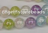 CKQ64 15.5 inches 12mm round AB-color dyed crackle quartz beads