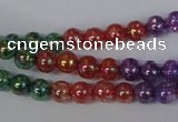 CKQ71 15.5 inches 6mm round AB-color dyed crackle quartz beads