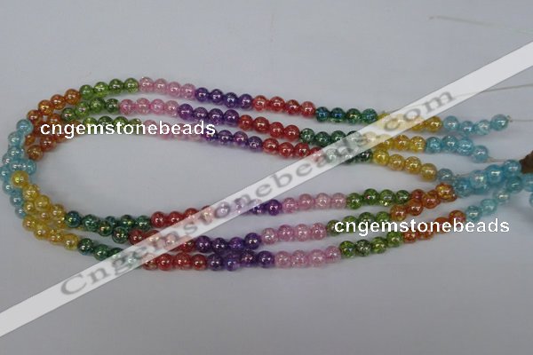 CKQ71 15.5 inches 6mm round AB-color dyed crackle quartz beads