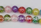 CKQ73 15.5 inches 10mm round AB-color dyed crackle quartz beads