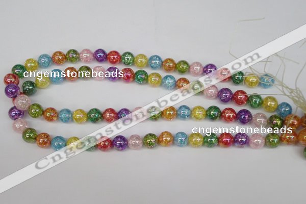 CKQ73 15.5 inches 10mm round AB-color dyed crackle quartz beads