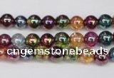 CKQ81 15.5 inches 6mm round AB-color dyed crackle quartz beads