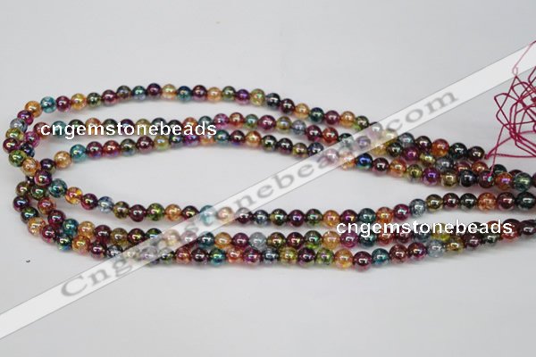 CKQ81 15.5 inches 6mm round AB-color dyed crackle quartz beads