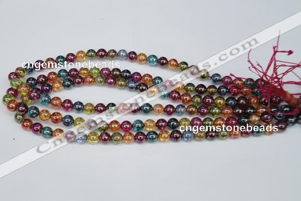 CKQ82 15.5 inches 8mm round AB-color dyed crackle quartz beads