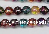 CKQ83 15.5 inches 10mm round AB-color dyed crackle quartz beads