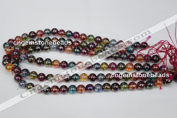 CKQ83 15.5 inches 10mm round AB-color dyed crackle quartz beads