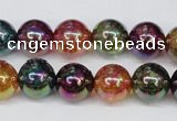 CKQ84 15.5 inches 12mm round AB-color dyed crackle quartz beads