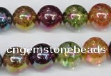 CKQ85 15.5 inches 14mm round AB-color dyed crackle quartz beads