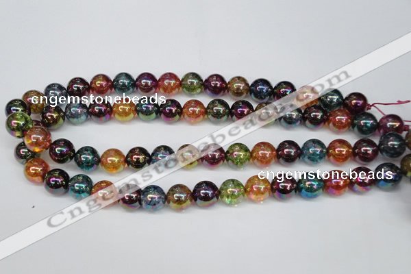 CKQ85 15.5 inches 14mm round AB-color dyed crackle quartz beads