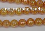 CKQ91 15.5 inches 6mm round AB-color dyed crackle quartz beads