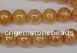 CKQ92 15.5 inches 8mm round AB-color dyed crackle quartz beads