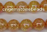 CKQ95 15.5 inches 14mm round AB-color dyed crackle quartz beads