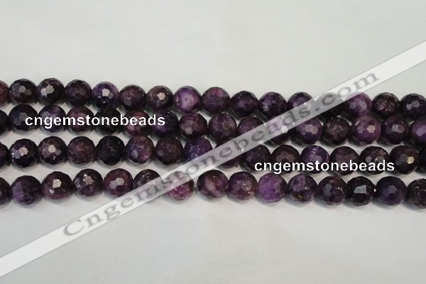 CKU24 15.5 inches 12mm faceted round purple kunzite beads wholesale