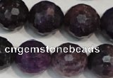 CKU27 15.5 inches 18mm faceted round purple kunzite beads wholesale