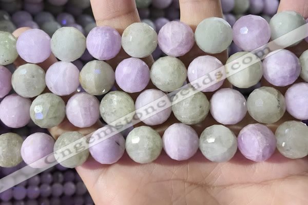 CKU327 15.5 inches 12mm - 12.5mm faceted round natural kunzite beads