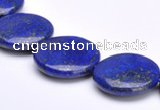 CLA20 coin 20mm deep blue dyed lapis lazuli gemstone beads