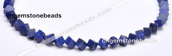 CLA39 6*6*6mm oblique-drilled cubic dyed lapis lazuli beads