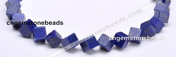 CLA40 oblique-drilled cubic 10*10*10mm dyed lapis lazuli beads