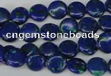 CLA410 15.5 inches 10mm flat round synthetic lapis lazuli beads