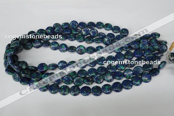 CLA412 15.5 inches 14mm flat round synthetic lapis lazuli beads