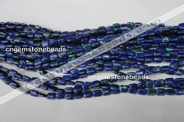 CLA425 15.5 inches 6*8mm rectangle synthetic lapis lazuli beads