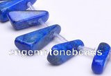 CLA44 Freeform pyramid deep blue dyed lapis lazuli stone beads