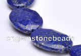 CLA46 20*30mm faceted oval deep blue dyed lapis lazuli beads