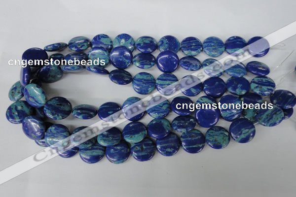 CLA460 15.5 inches 18mm flat round synthetic lapis lazuli beads