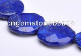 CLA48 Faceted coin 25*25mm deep blue dyed lapis lazuli beads