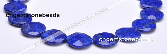 CLA48 Faceted coin 25*25mm deep blue dyed lapis lazuli beads