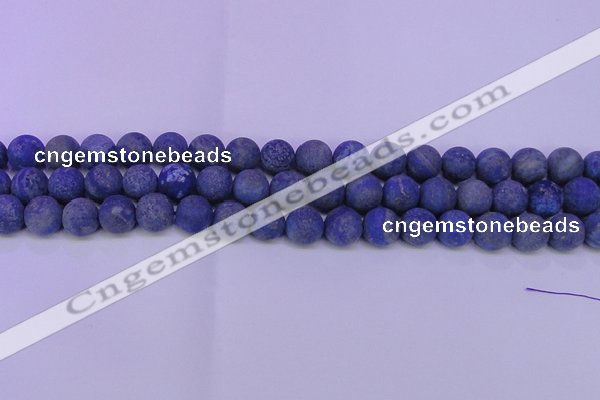 CLA66 15.5 inches 16mm round matte lapis lazuli beads