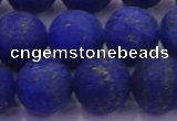 CLA75 15.5 inches 14mm round matte lapis lazuli beads wholesale