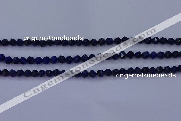 CLA81 15.5 inches 6mm faceted nuggets dyed lapis lazuli beads