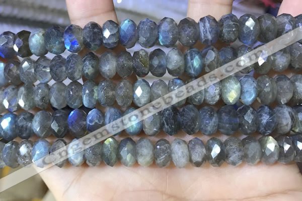 CLB1054 15.5 inches 6*10mm faceted rondelle labradorite gemstone beads