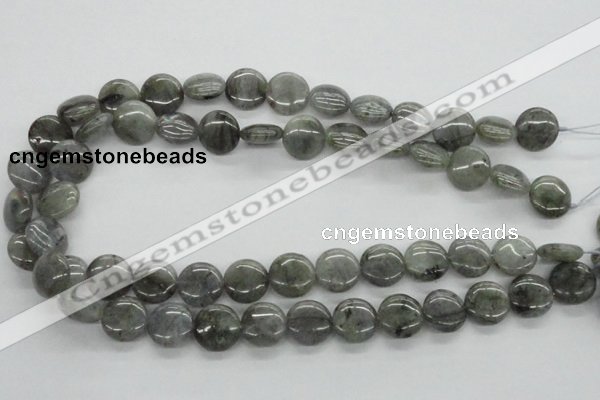 CLB106 15.5 inches 14mm flat round labradorite gemstone beads wholesale