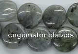 CLB107 15.5 inches 18mm flat round labradorite gemstone beads wholesale