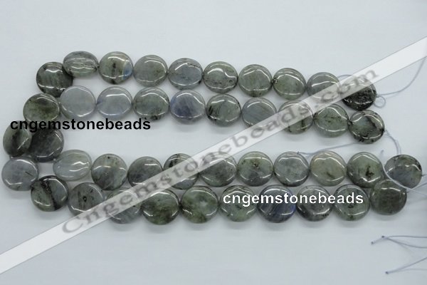 CLB107 15.5 inches 18mm flat round labradorite gemstone beads wholesale