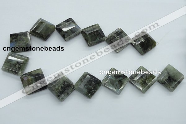 CLB127 15.5 inches 25*25mm faceted diamond labradorite gemstone beads