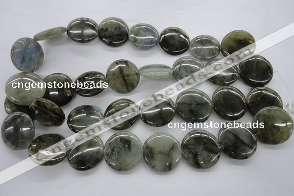 CLB138 15.5 inches 25mm flat round labradorite gemstone beads