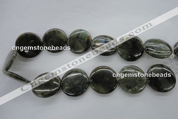 CLB139 15.5 inches 30mm flat round labradorite gemstone beads