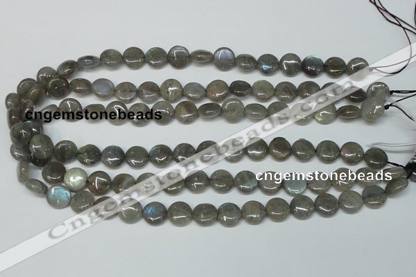 CLB149 15.5 inches 10mm flat round labradorite gemstone beads