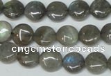 CLB168 15.5 inches 12mm flat round labradorite gemstone beads