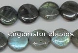 CLB170 15.5 inches 16mm flat round labradorite gemstone beads